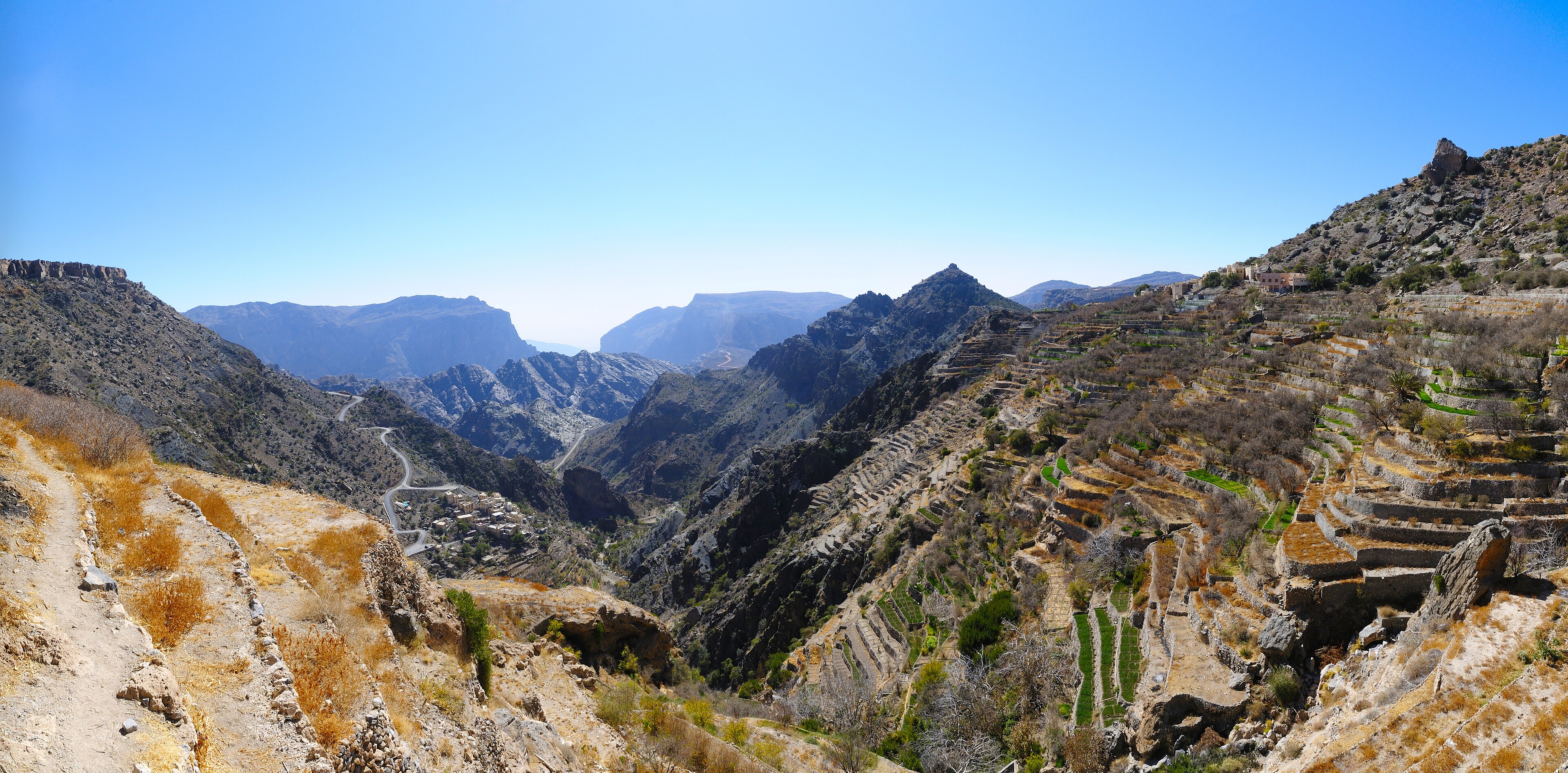 Terraced villages on the canyon rim of Jebel Akhdar