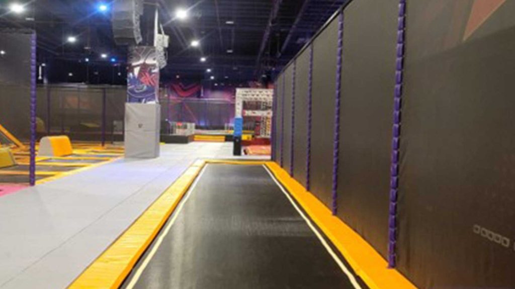 Trampoline park course with climbing obstacles at Xtreme Zone, Mall of Muscat